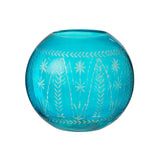 Vase Tarifa rond en verre aqua, design élégant et contemporain