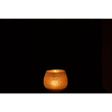 Bougeoir J-Line Crackle Ball en verre gris, ambiance salon