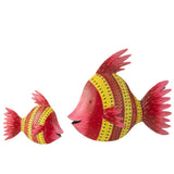 Poisson en métal J-Line, rose et jaune, décoration murale élégante.