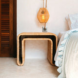 Table d'appoint en rotin avec structure en métal stable – Table basse fabriquée à la main BAYU