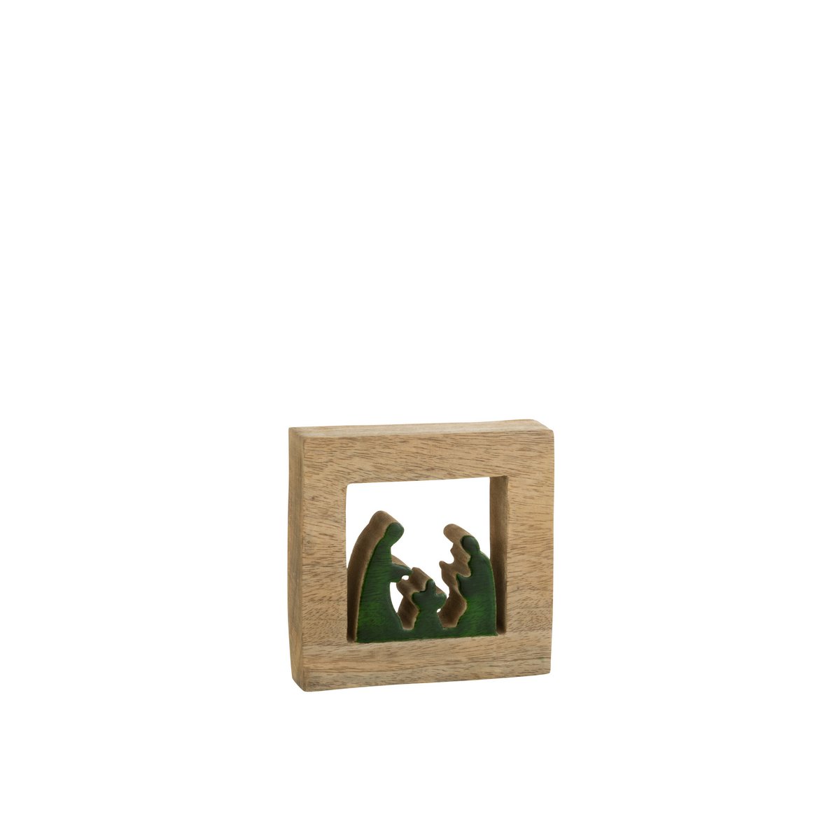 Mangeoire carrée en bois J-Line, couleur marron et naturel, décoration de Noël