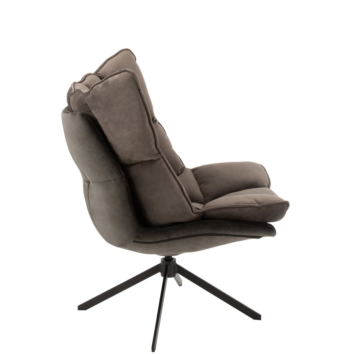 Vue latérale de la chaise relax J-Line, détails du textile et métal