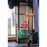 Vue latérale de la lampe à suspension J-Line Kand Antique en verre rouge