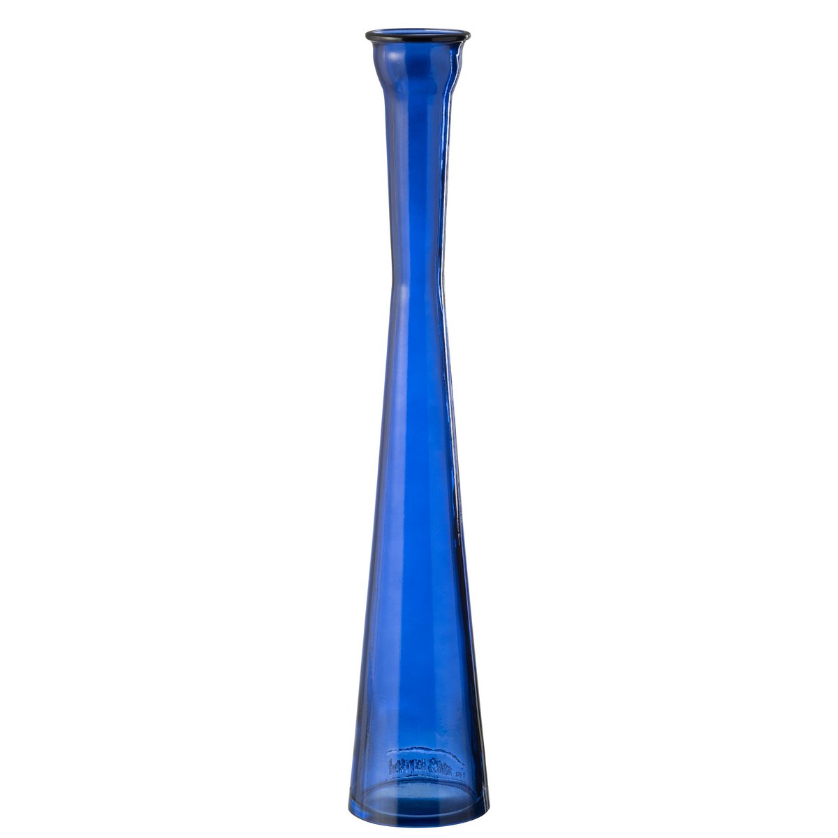 Détail du vase tube J-Line, couleur bleue, parfait pour la décoration intérieure.