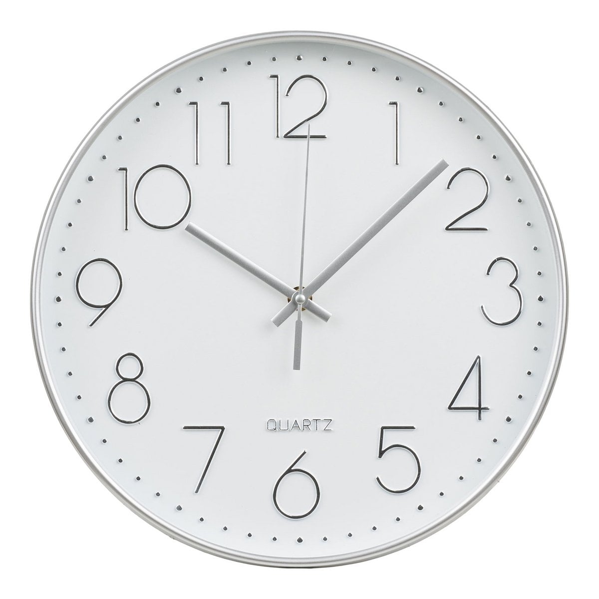 Horloge murale Lalibela argentée avec design épuré