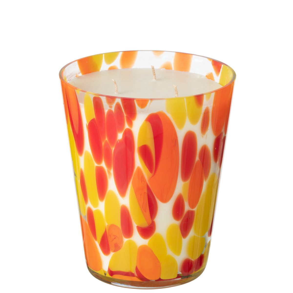 Bougie Parfumée J-Line Noa Rouge/Jaune Grande - vue latérale