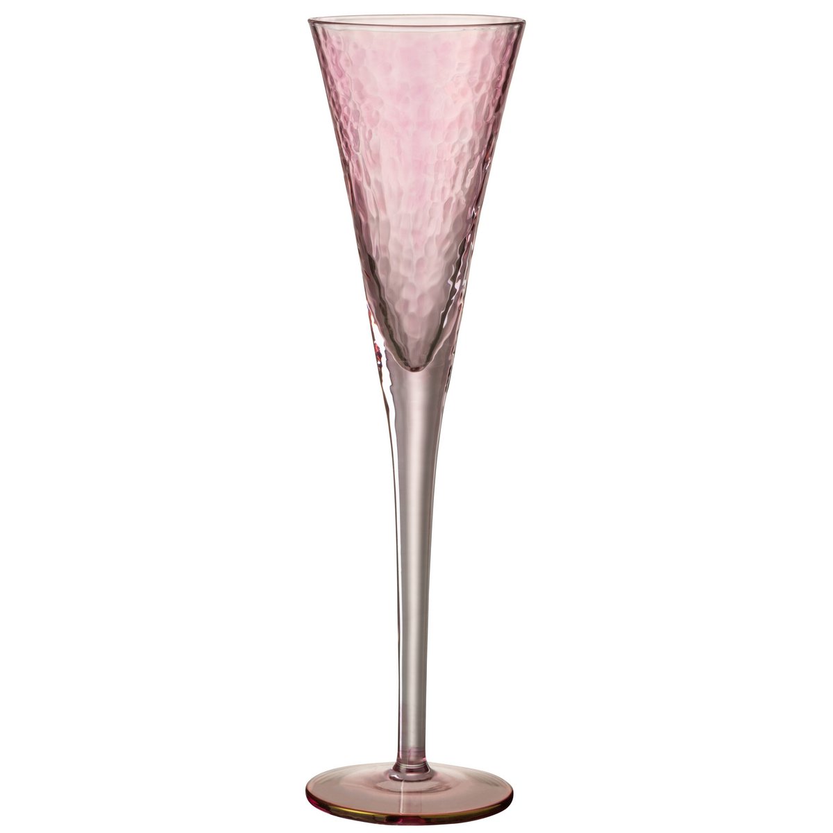 Coupe de champagne J-Line Inégale en verre transparent et rose, élégante et raffinée.