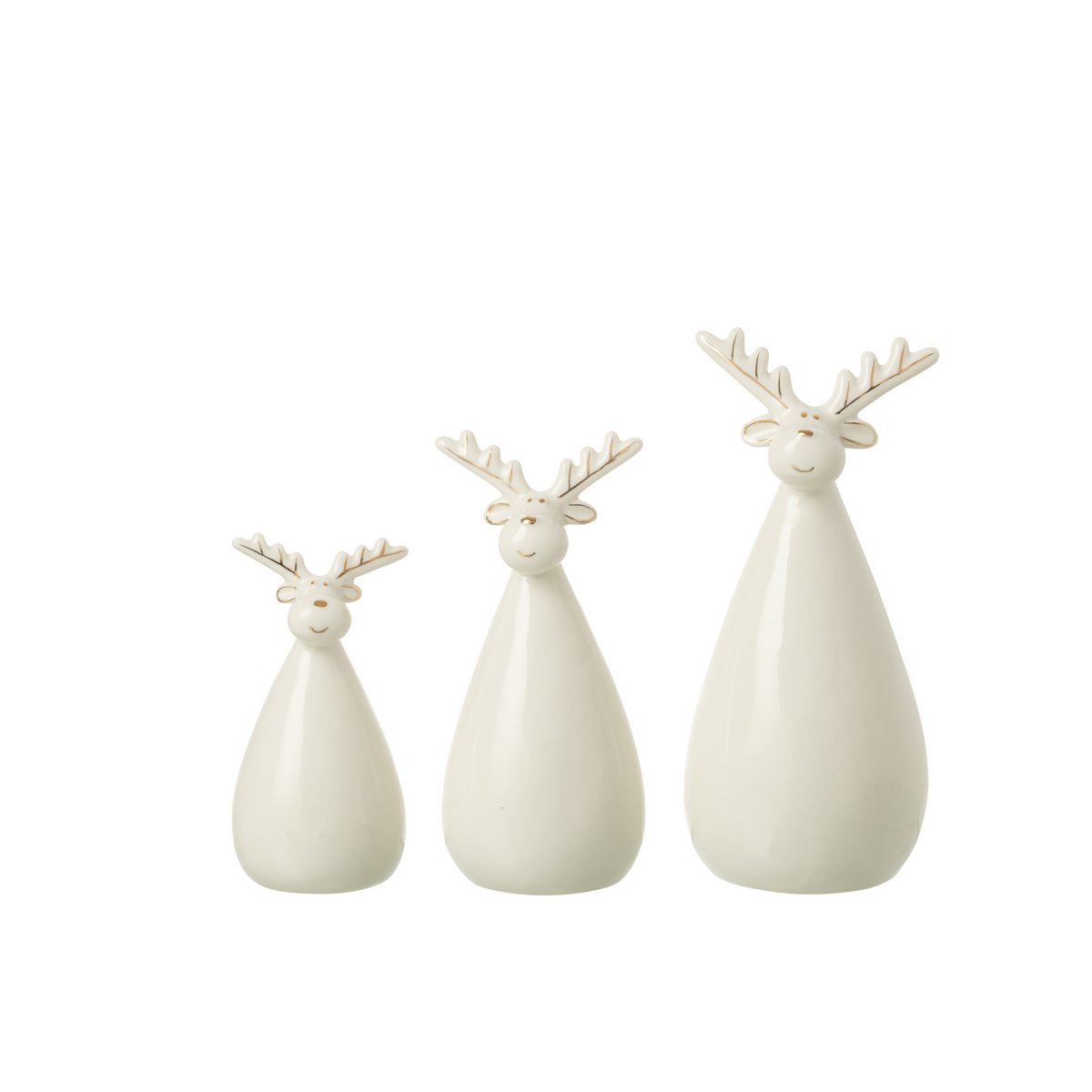 Figurine J-Line Renne en porcelaine écrue - vue de face