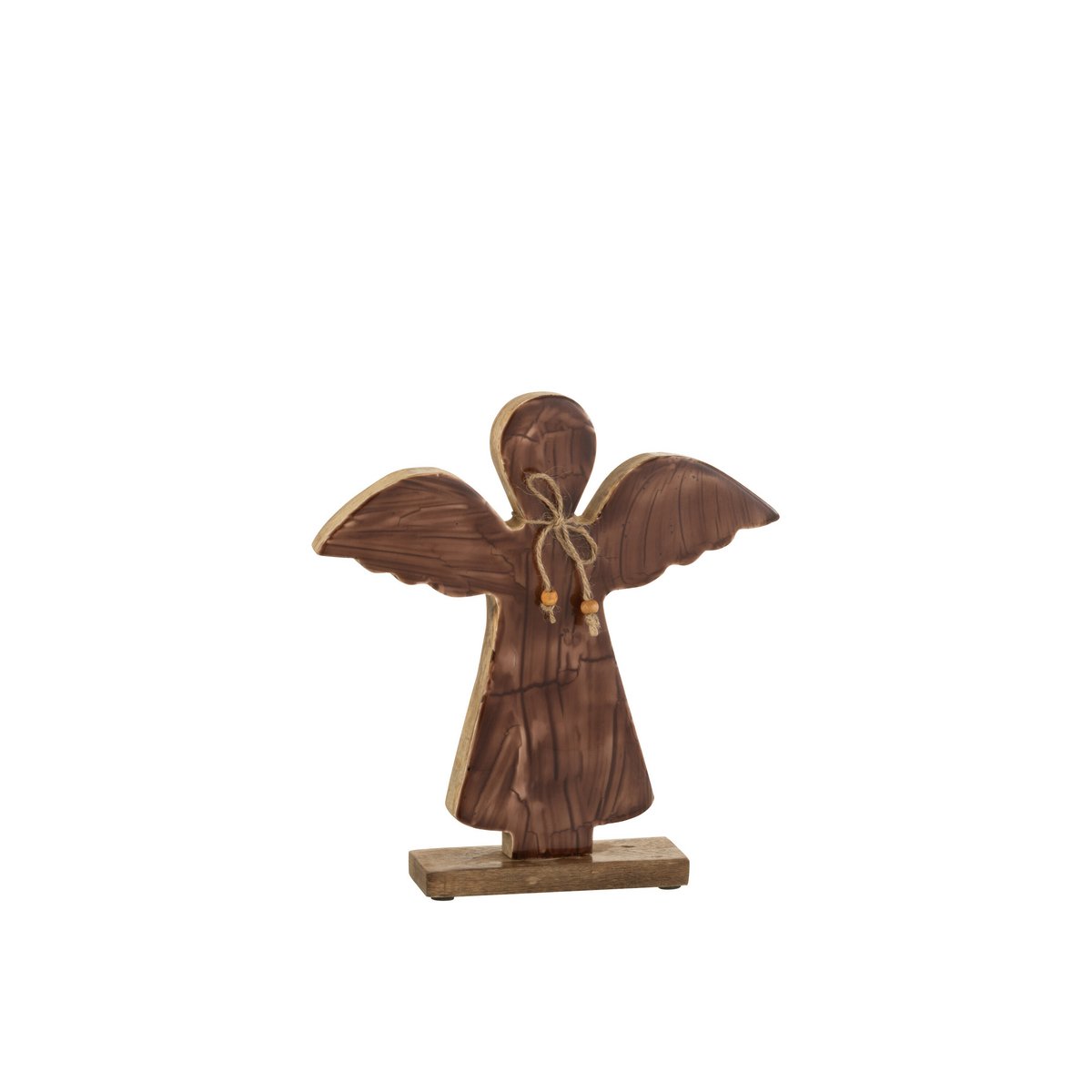 Ange Sur Pied Verni Marron Large - Profil montrant la finition brillante