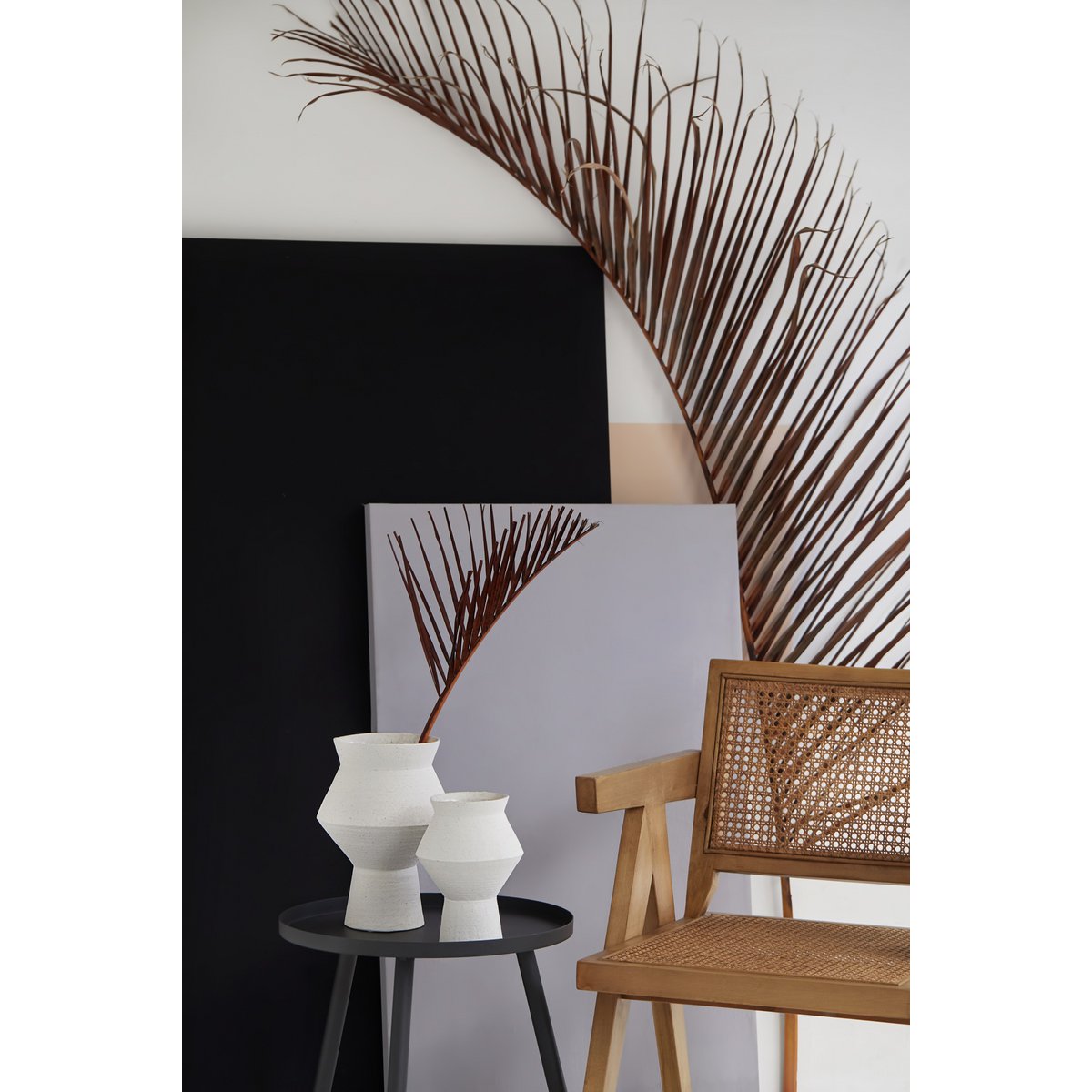 Ambiance déco avec vase CUZCO 20 blanc et fleurs