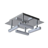 Plafond LED "Turin" 25 cm x 25 cm, environ 11 cm de haut, en métal chromé, en plastique colorant Opale, LED intégrée, blanc chaud