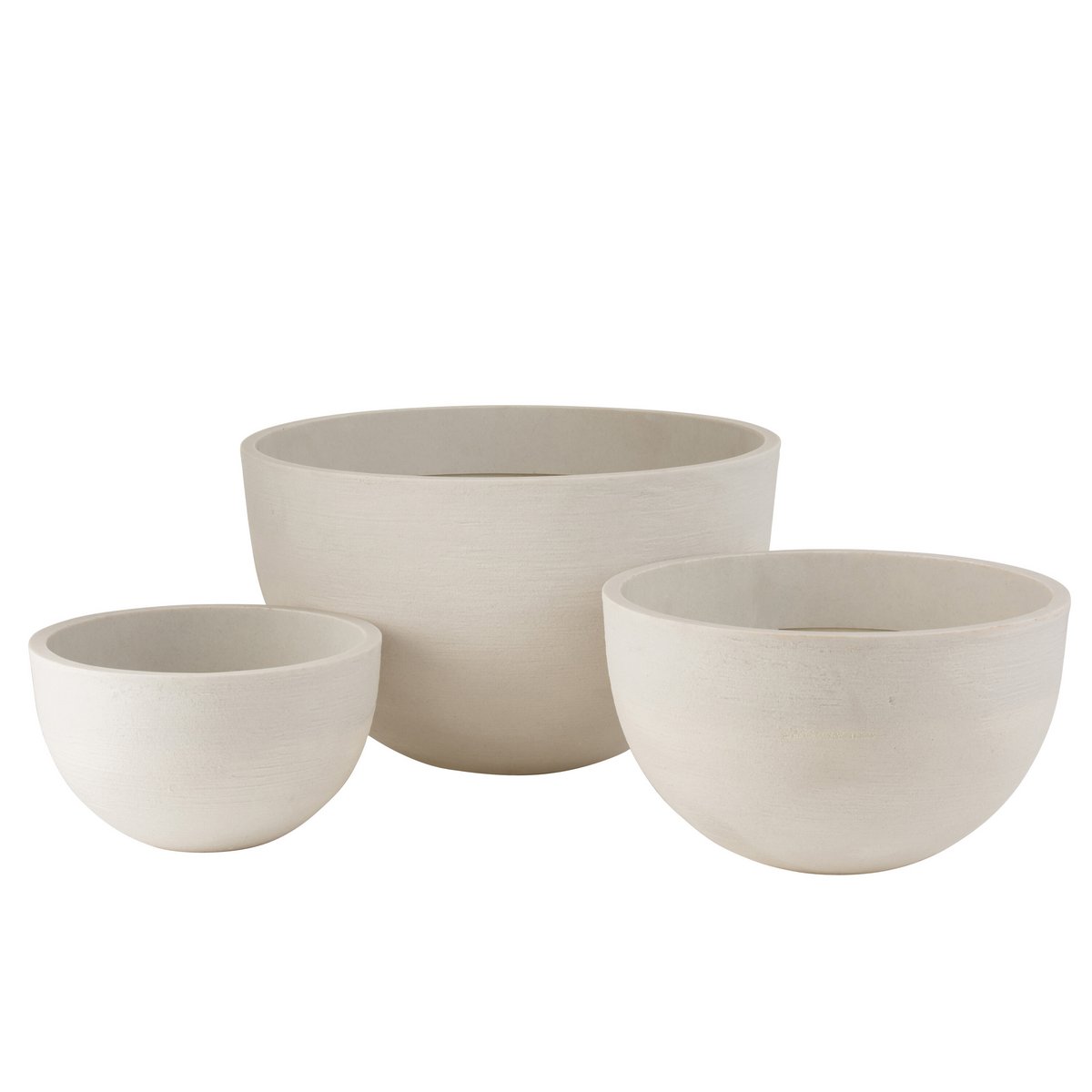 Pot de fleurs rond J-Line en céramique blanche, élégant et moderne, diamètre 60 cm