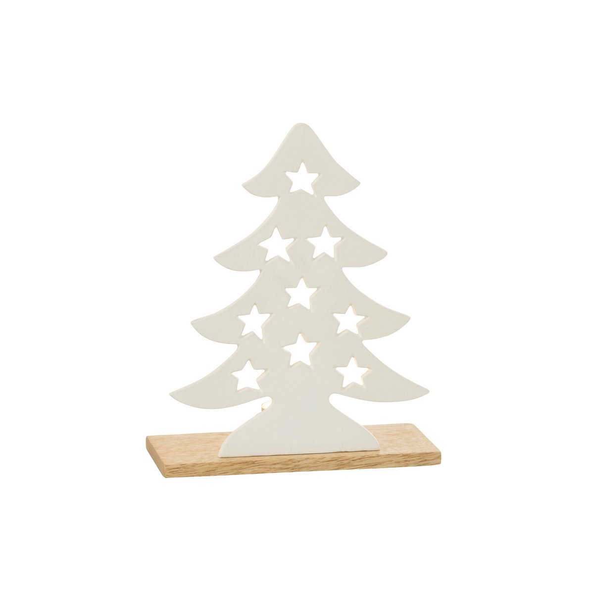 Photophore Sapin de Noël J-Line en aluminium et bois, vue de face