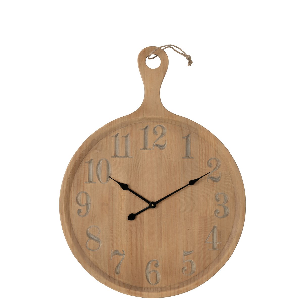 Horloge murale J-Line en bois naturel, design moderne et élégant.