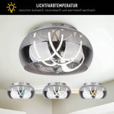 Plafond LED "Malou" Ø 45 cm, 23,5 cm de haut, en métal, verre fumé, LED intégrée, blanc chaud