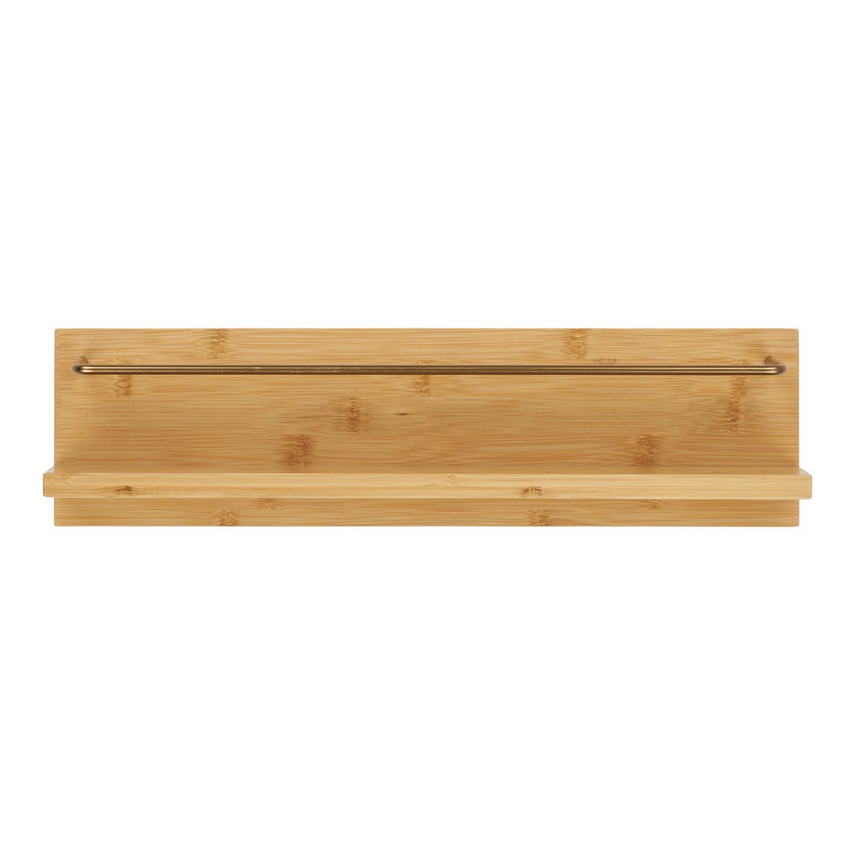 Étagère murale en bambou naturel avec finition marron, vue de face