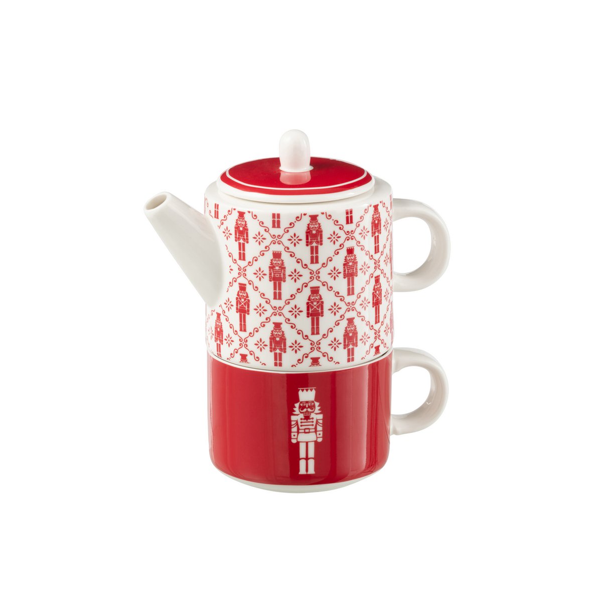 Théière Casse-Noisette J-Line en céramique rouge avec couvercle élégant