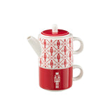 Théière Casse-Noisette J-Line en céramique rouge avec couvercle élégant