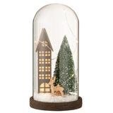 Décoration Maison Noël LED en verre et bois, vue de face