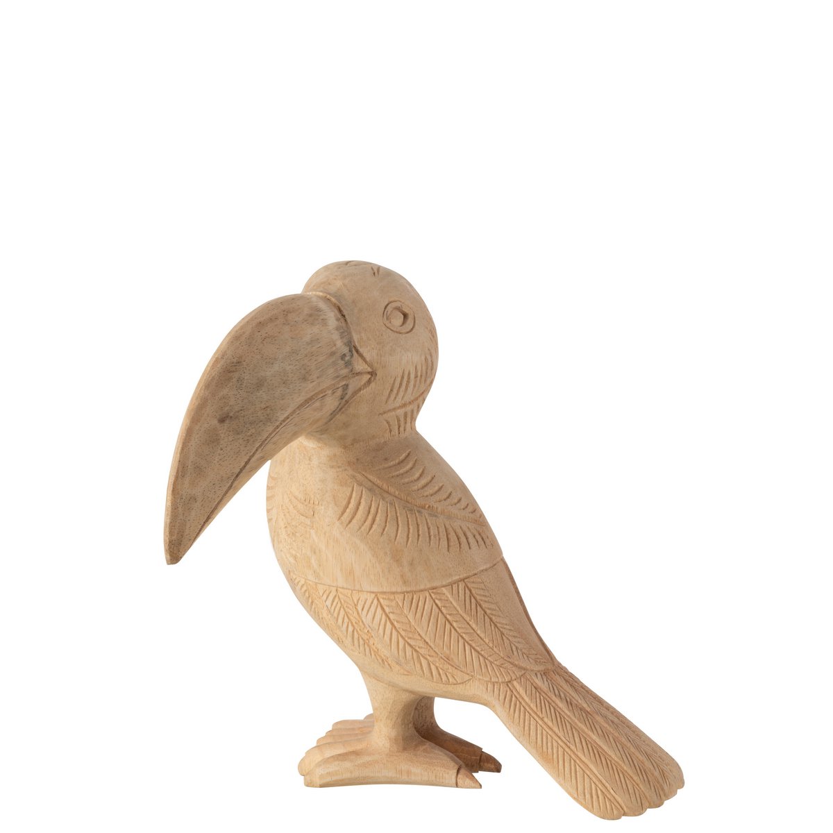 Sculpture Toekan en bois dans un intérieur élégant