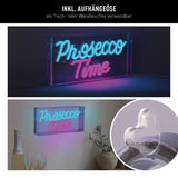 Décoration de "Time du Prosecco" LED Light pour 30 x 15 cm, en bleu et en magenta-rouge