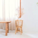 Support pour Plantes en Rotin Rond – Jardinière Boho – Panier à Plantes en Rotin – Support de Fleurs Naturel pour Pots jusqu'à Ø20 cm AKARA
