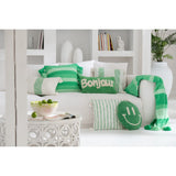 Détail du coussin Smiley tufté, texture douce en coton
