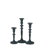 J-Line Lot de 3 bougeoirs Classic Aluminium Bleu