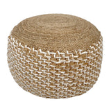 Pouf ottoman en jute environ 50x50 cm tabouret décoratif pouf en jute naturel ottoman coussin de sol ottoman