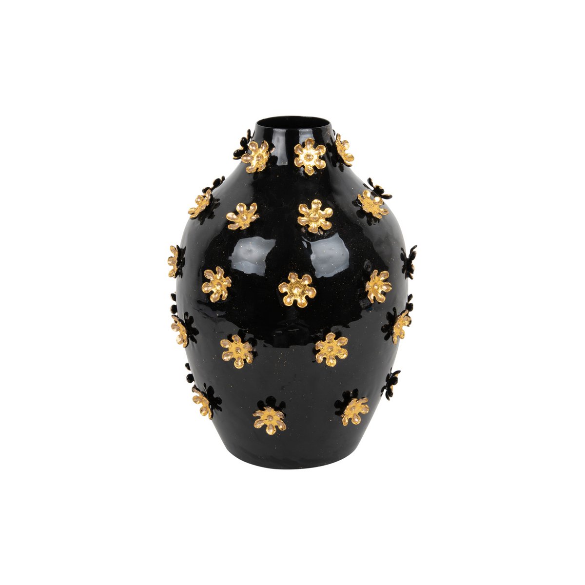 Vase Golden Flowers de Present Time avec fleurs dorées sculptées
