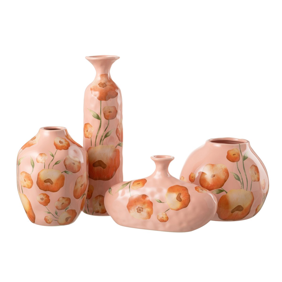 Vase J-Line en céramique saumon, vue latérale montrant le diamètre