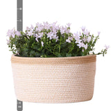 Pot de fleur campanule blanche avec panier coton et système d'arrosage