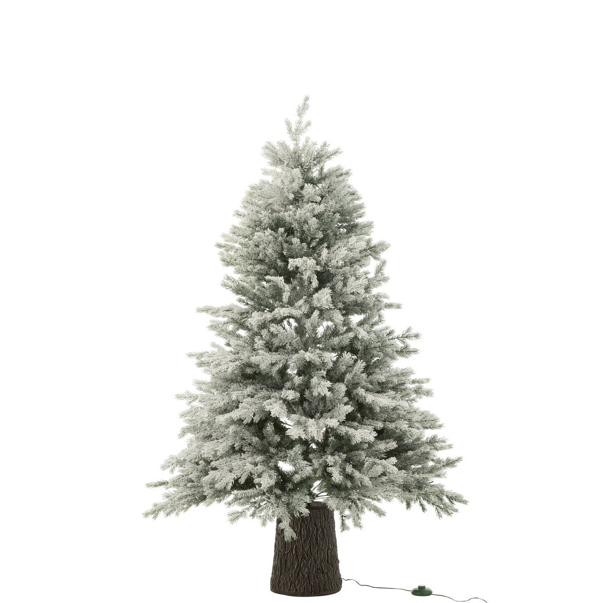 Sapin de Noël J-Line 600 Led avec base en bois, vert élégant