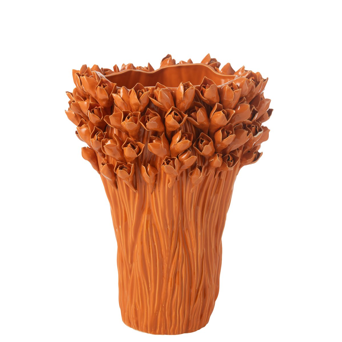Vase Ambrosia en céramique orange de J-Line, vue de face
