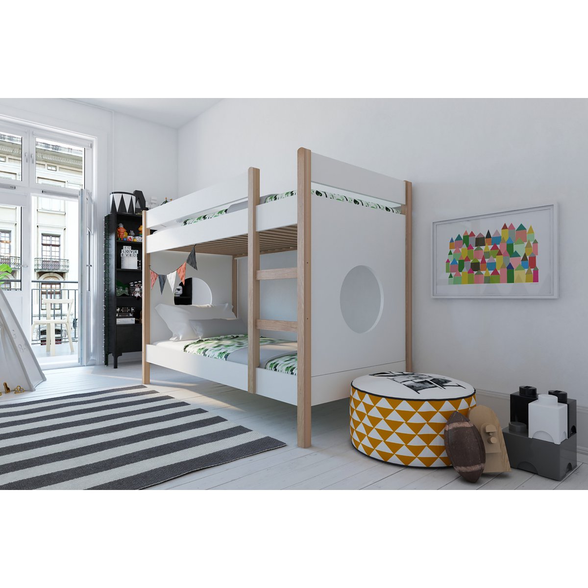 Détail des panneaux latéraux du lit superposé
