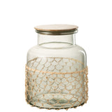 Couvercle de pot J-Line en bois et verre, style bohème