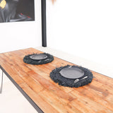 Set de table Boho noir (lot de 2, 4 ou 6) set de table 45 cm avec franges AMBON en raphia