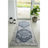 Détail du design traditionnel du Tapis de Couloir Havana bleu