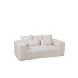 Détail du tissu en lin blanc de la housse de canapé Monaco