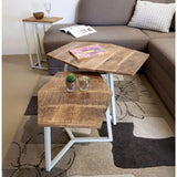Lot de 2 tables basses (6 pièces) 1 table de salon palette structure métal Munich