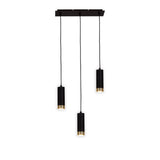 3 pendentif "Fridu" en métal en noir Matt, avec base GU10, 48 cm de long