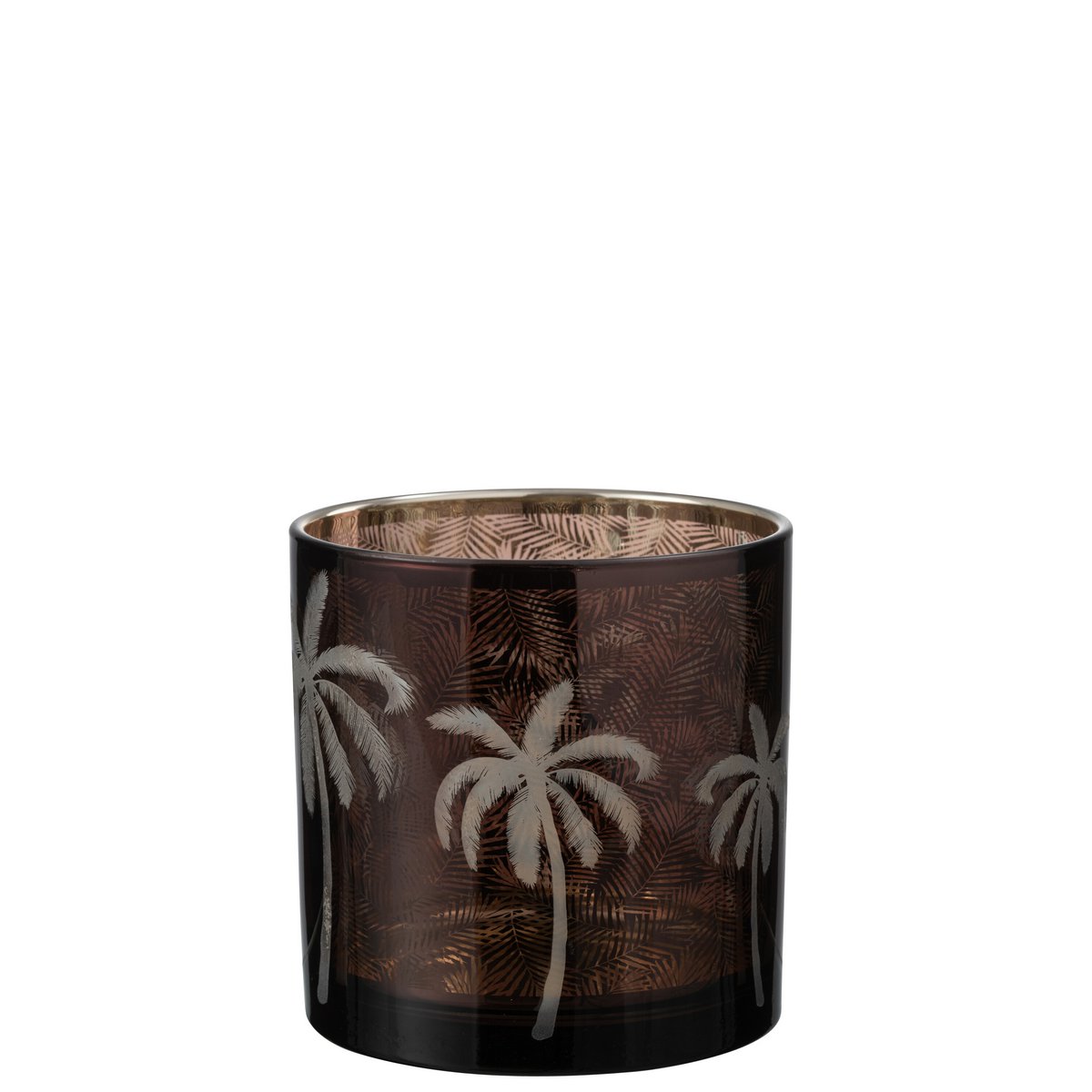Lanterne J-Line Palmier en verre marron, détail du motif