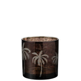 Lanterne J-Line Palmier en verre marron, détail du motif