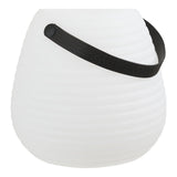 Lampe LED Derry blanche sur une table en bois