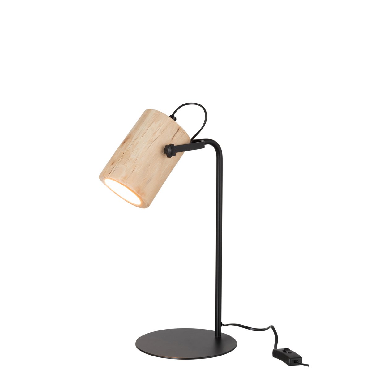 Vue latérale de la lampe J-Line Silas montrant sa texture boisée