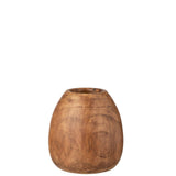 Pot de fleur Paulownia en bois marron, vue latérale montrant le style scandinave