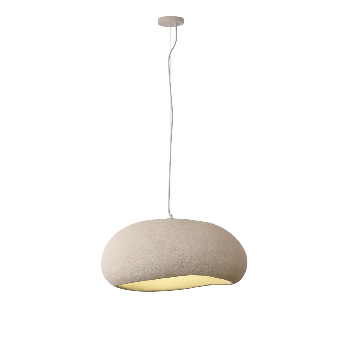 Détail de la lampe Kumo avec cordon réglable et rosace de plafond