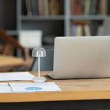 2 Set LED Battery Table Light "Gomba" pour l'extérieur et à l'intérieur, en métal et en plastique en blanc, 18,5 cm de haut