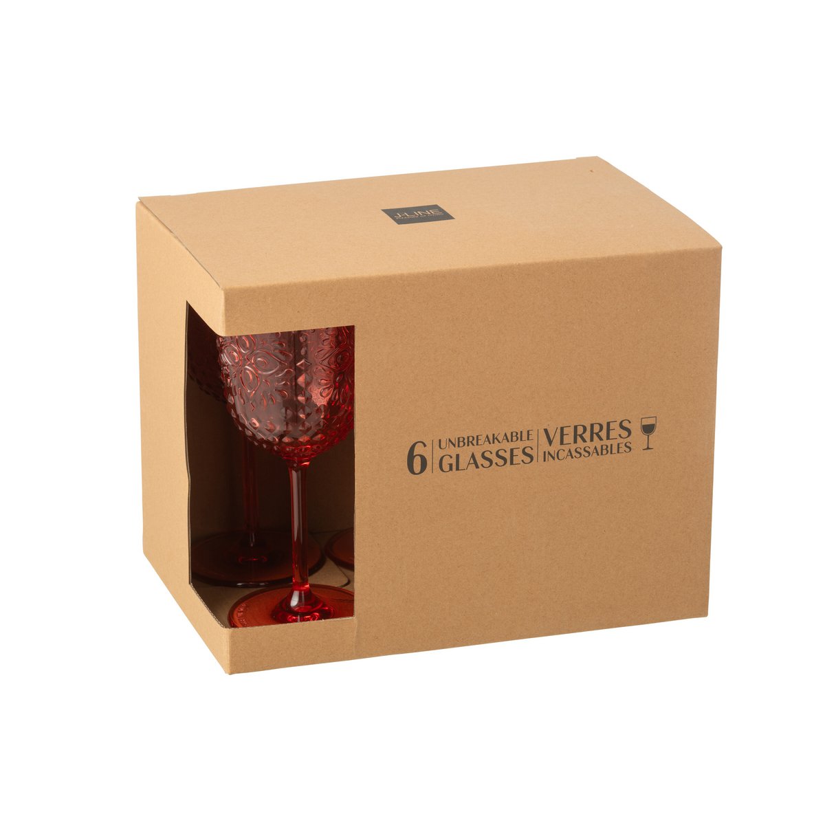 Boîte de 6 verres à vin rouge J-Line - vue de face