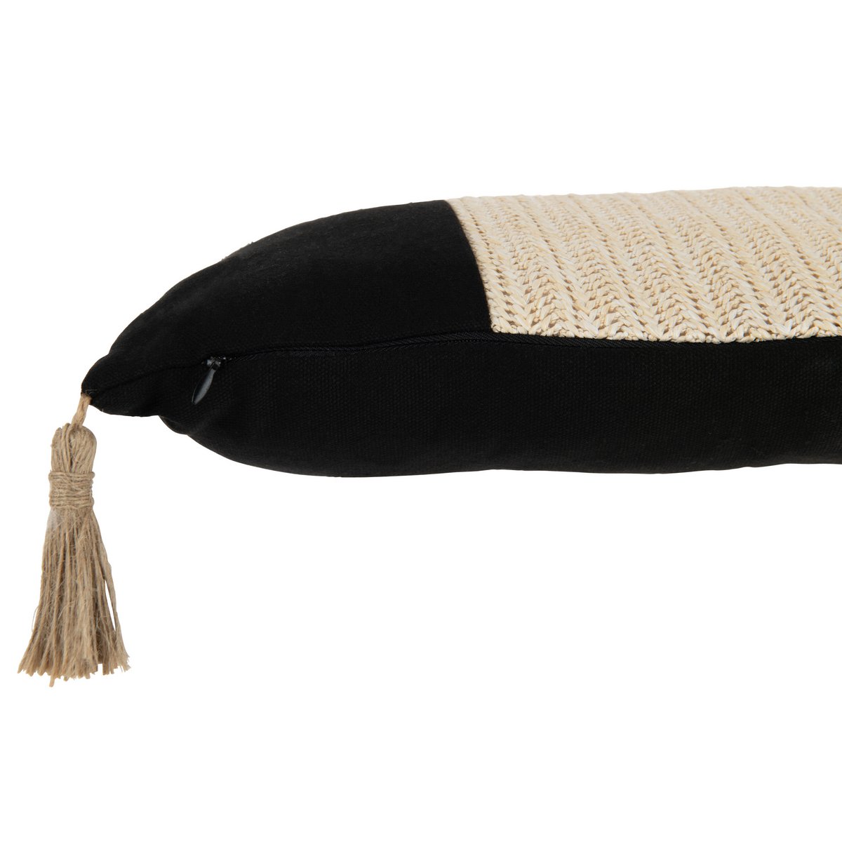 Coussin J-Line Tissé Rectangle Noir - Texture tissée